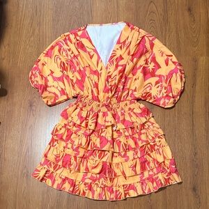 SHEIN Orange and Pink Ruffled Dress